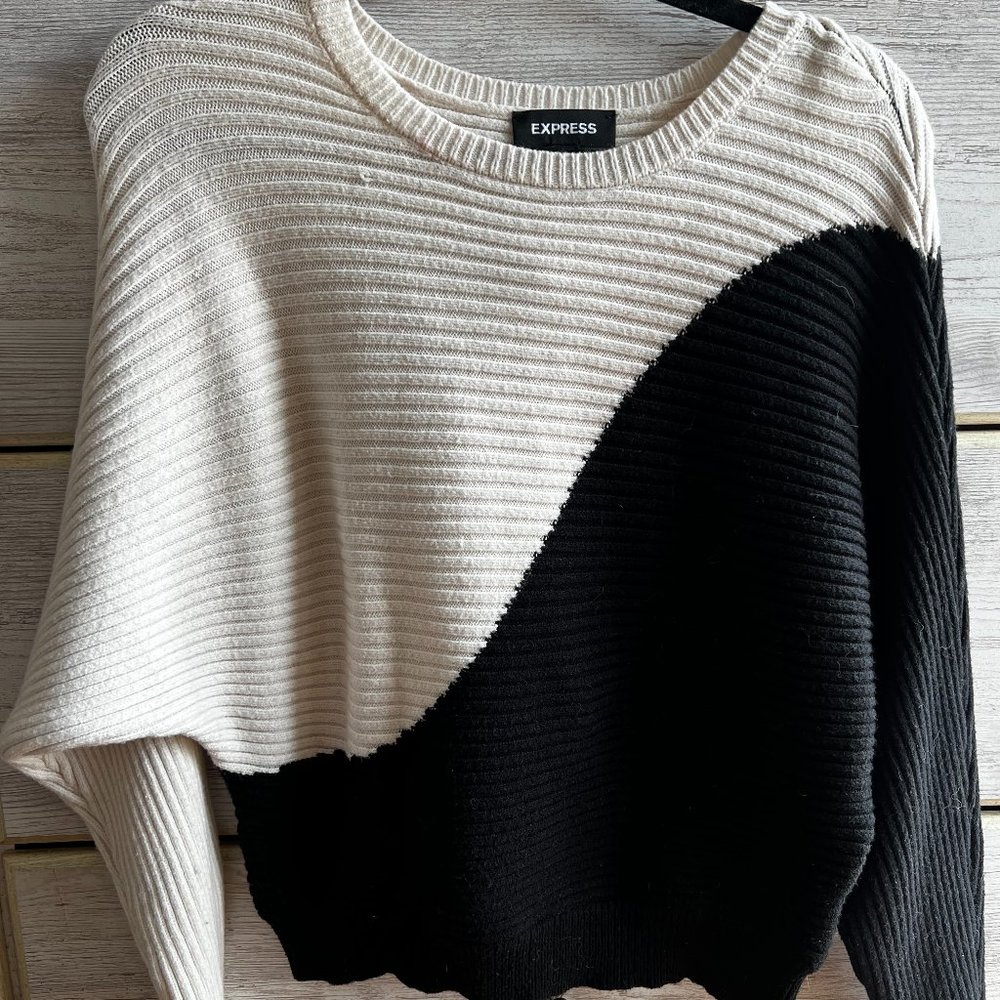 Express Ribbed Dolman Color Block Sweater (M)
